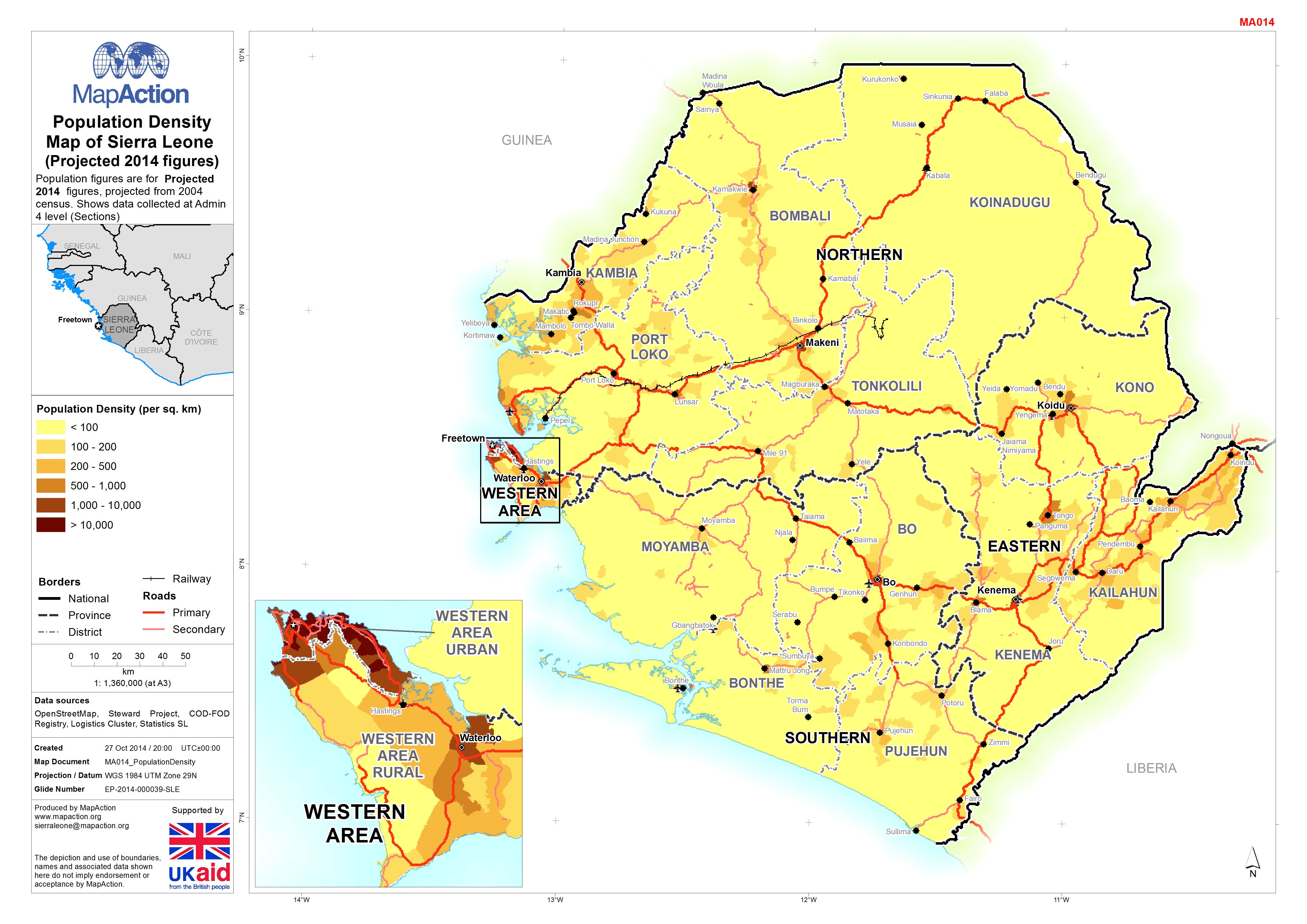 Population Density Map of Sierra Leone